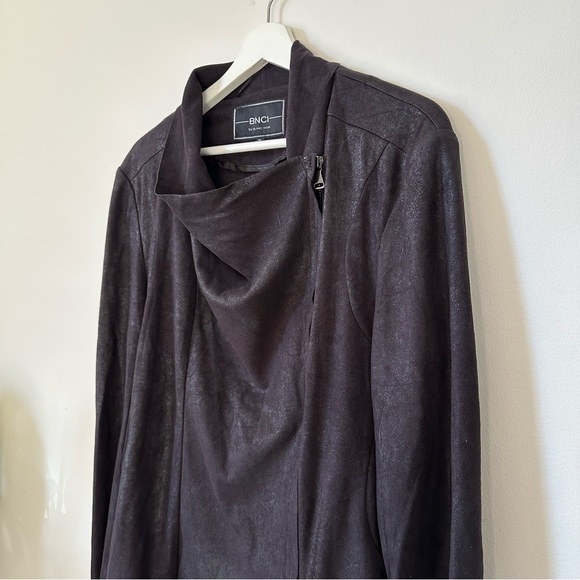 BNCI By Blanc Noir Soft Faux Suede Black Drape Jacket Size XL - Picture 4 of 7